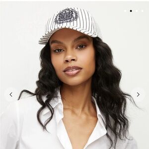 BRAND NEW* Veronica Beard striped baseball hat- logo crest.